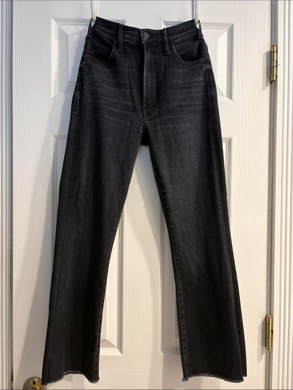 MOTHER Black Straight-Leg High-Rise Jeans